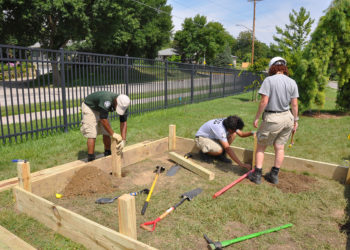 AmeriCorps NCCC Oak 3 team building raised garden beds