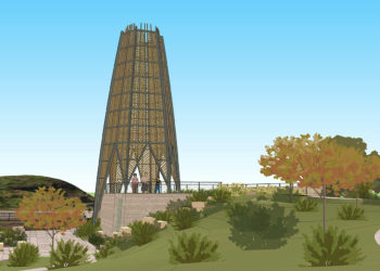 illustration of the Sycamore Falls tower and plantings