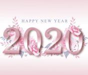graphic of Happy New Year 2020 with decorative florals