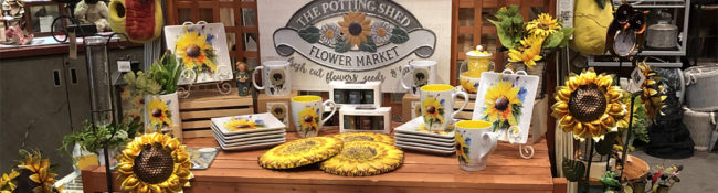inside the gift ship with sun flower merchandise